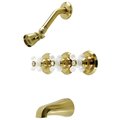Kingston Brass KB237PX Three-Handle Tub and Shower Faucet, Brushed Brass KB237PX